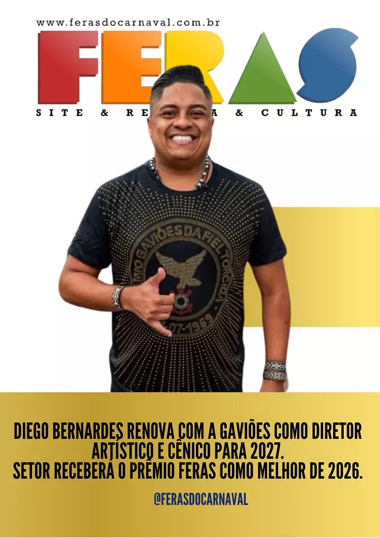 Diego Bernardes renova com os Gaviões da Fiel para o Carnaval 2027